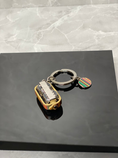 Dice Leather-Trimmed Keychain